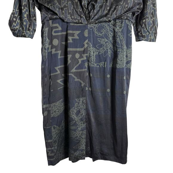 Etro Italian Silk Geometric Print 3/4 Sleeve Sheath Dress Size 8 - Picture 12 of 16